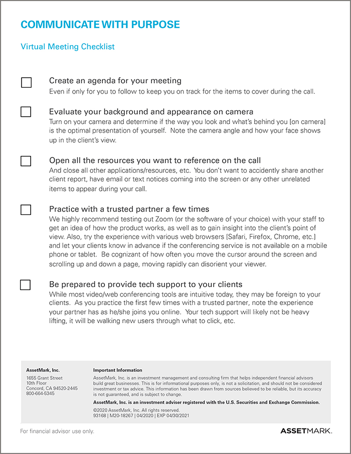 Virtual Meeting Checklist